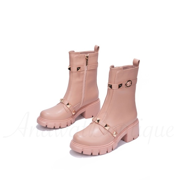 AnawatBoutique Shoes - Harley Embellished Lug Sole Boot